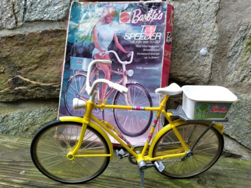 Vintage 1973 Mattel Barbie Yellow Ten Speeder Bicycle With Original Box