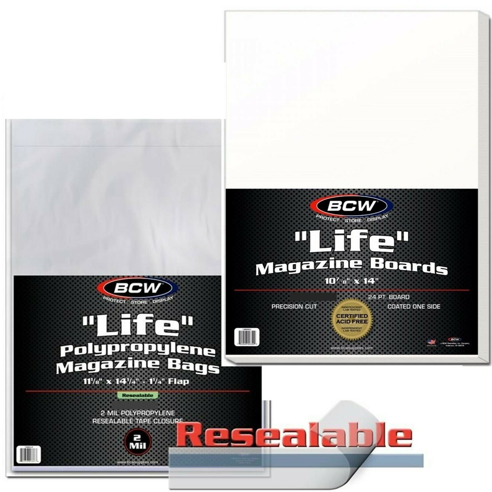 Life Magazine Bcw Bags Backing Boards Combo Lot Large Resealable Sleeves Backer