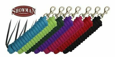 Showman 5/8" X 14' Braided Nylon Training Lead Rope Brass Snap & Leather Popper