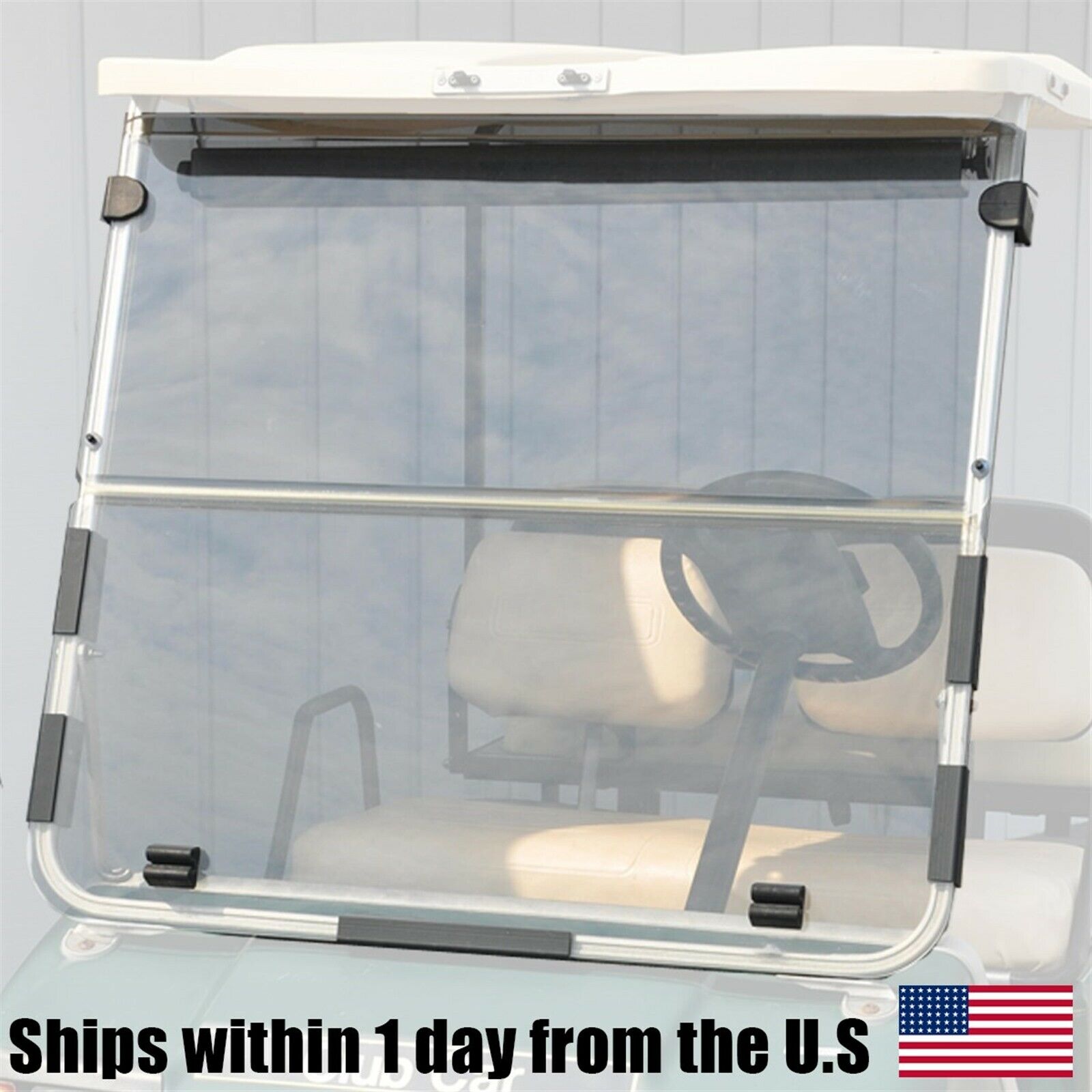 Folding Acrylic Golf Cart Windshield For Club Car Ds 1982-2000 Clear Fold Down