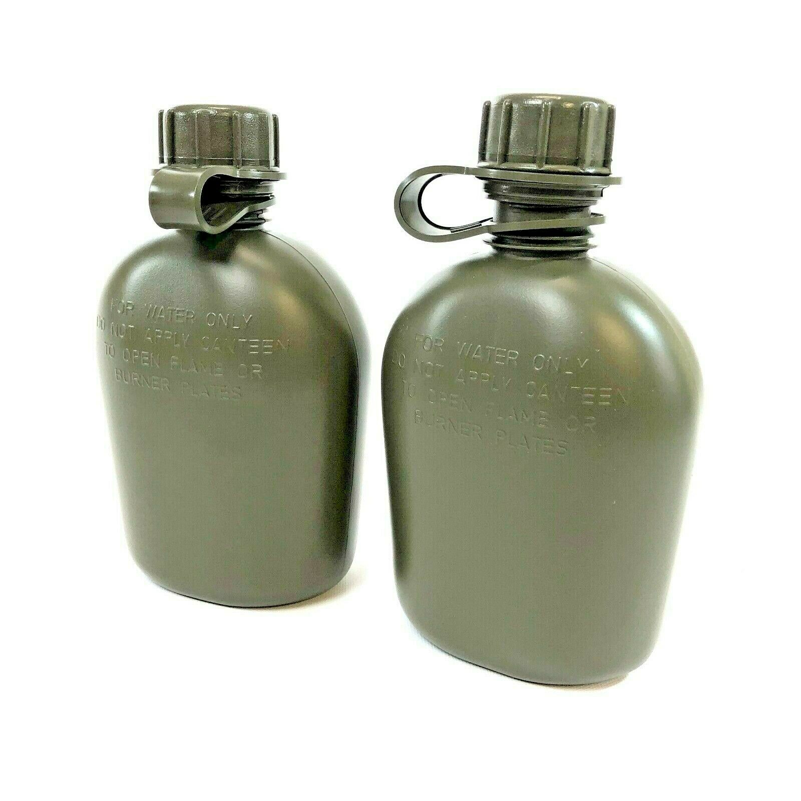 2 Pack Usgi 1 Quart Canteen, Us Military Heavy Duty Plastic Bottle, Olive Drab