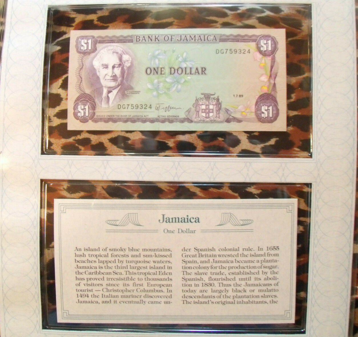 *most Treasured Banknotes Jamaica 1 Dollar 1989 Unc P 68ac Sign 9