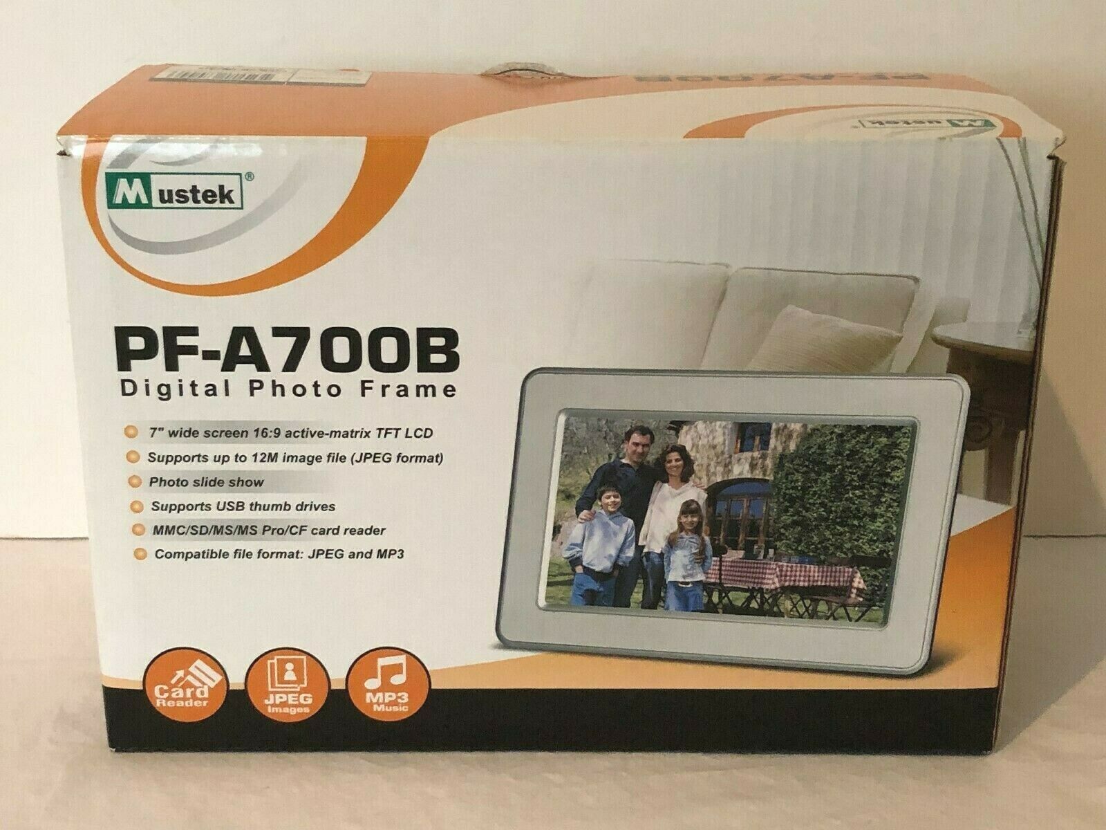 Digital Picture Photo Frame 7" Slide Show Jpeg Format Mustek Pf-a700b
