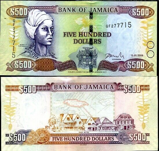 Jamaica 500 Dollars 2008 P 85 Unc
